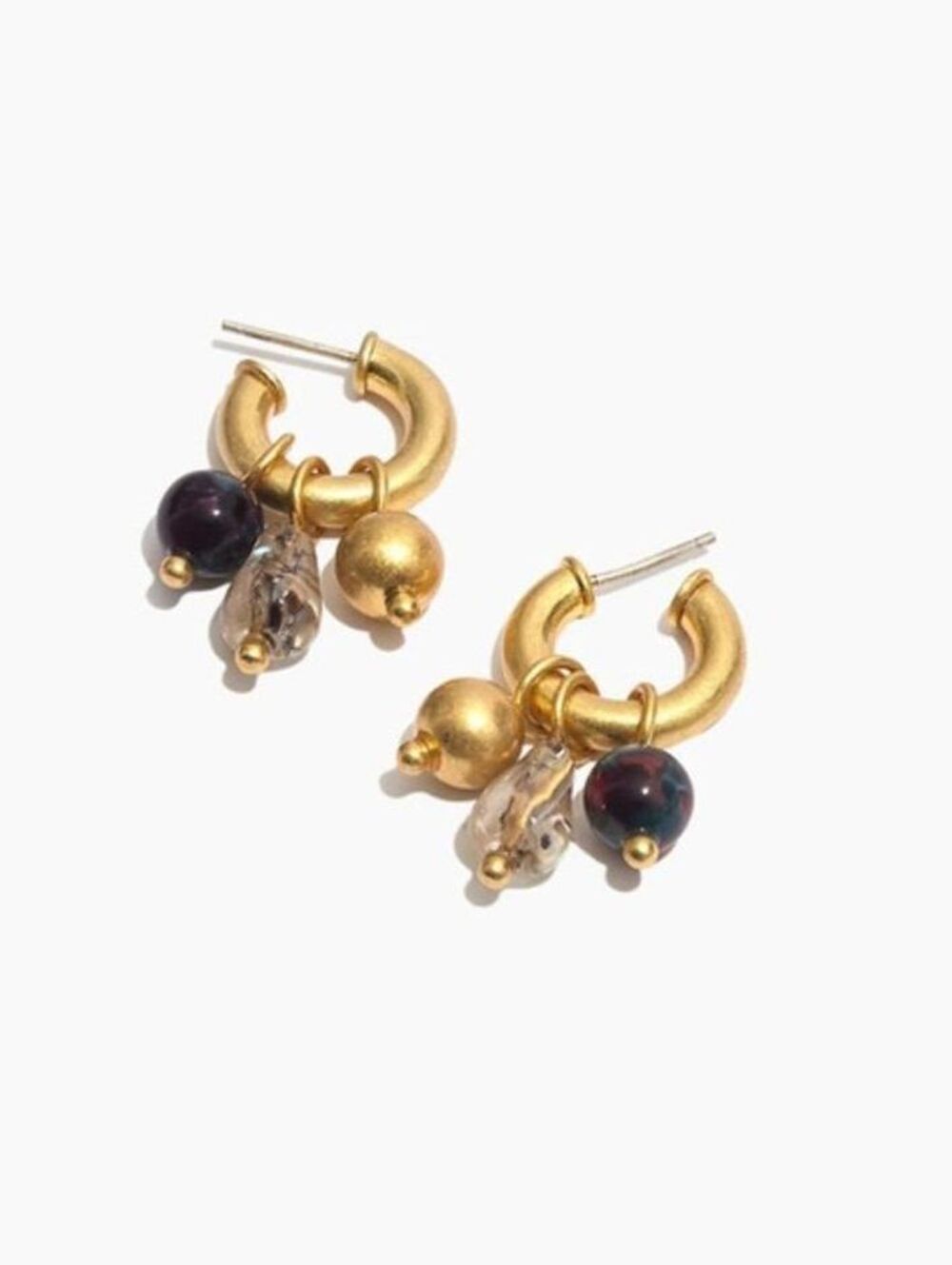 Madewell Beaded Charms Chunky Mini Hoop Earrings